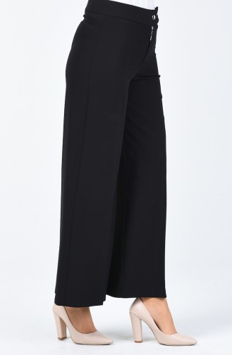 Fermuarlı Bol Paça Pantolon 3149-01 Siyah