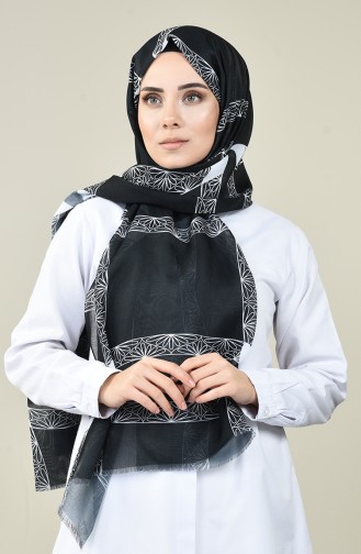 Châle Coton à Motifs Noir et Blanc  13161-04A Noir Blanc 13161-04A