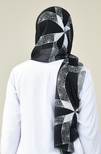 Châle Coton à Motifs Noir et Blanc  13161-04A Noir Blanc 13161-04A