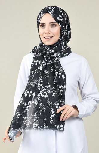 Châle Coton à Motifs Noir et Blanc  13161-11H Noir Blanc 13161-11H