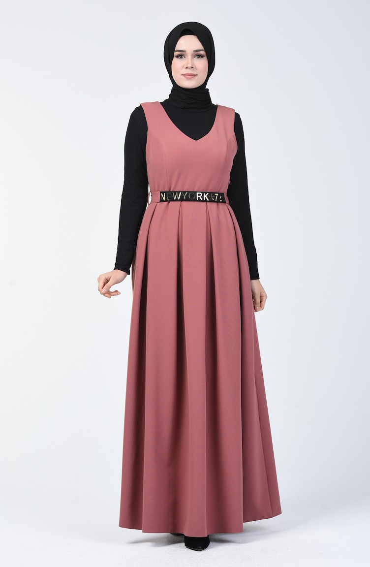 Ensemble Deux Pieces Robe Sans Manche Blouse 50552 02 Noir Rose