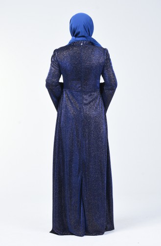 Robe de Soirée Grande Taille Manches Volantes à Paillettes  9016-02 Bleu Roi 9016-02