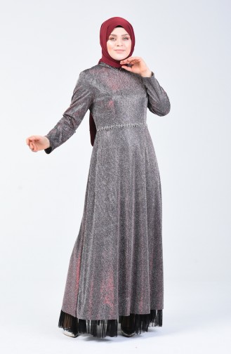 Weinrot Hijab-Abendkleider 9018-04