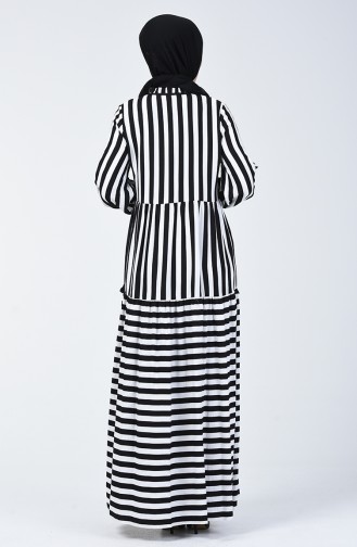 Striped Pompom Dress 40848-01 Black 40848-01