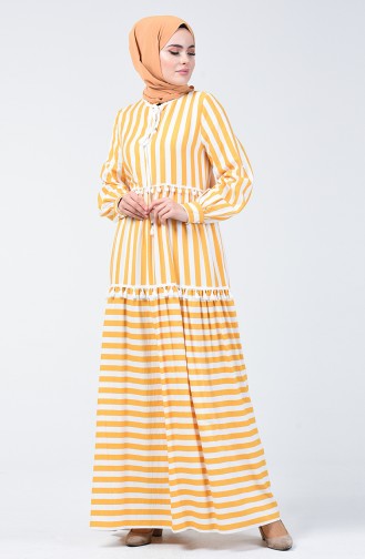 Striped Pompom Dress 40848-02 Yellow 40848-02