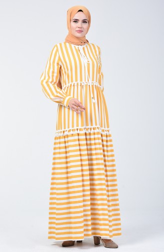 Striped Pompom Dress 40848-02 Yellow 40848-02