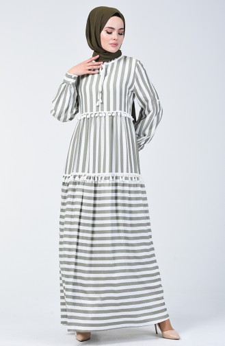 Striped Pompom Dress 40848-03 Khaki 40848-03