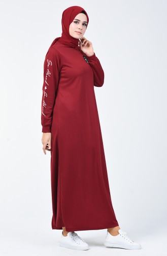 Claret Red Hijab Dress 4091-02