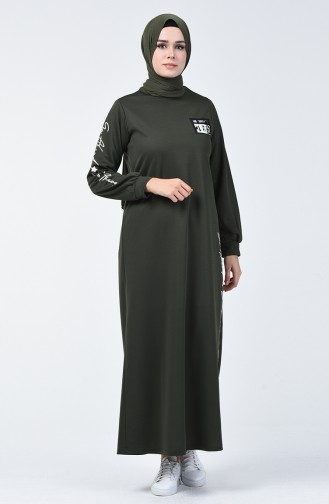 Khaki Hijab Dress 4091-04