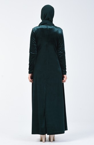 Robe Velours İmprimée de Pierre 19803-01  Vert émeraude 19803-01