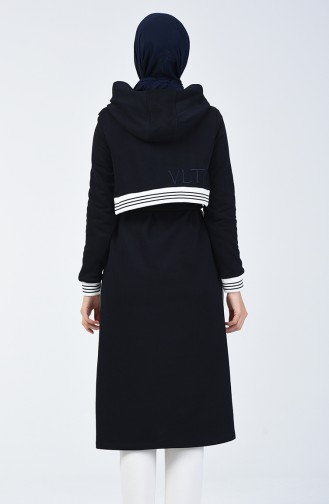 Hooded Long Sport Tunic Navy Blue 50654-01