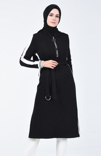 Hooded Long Sport Tunic Black 50654-02