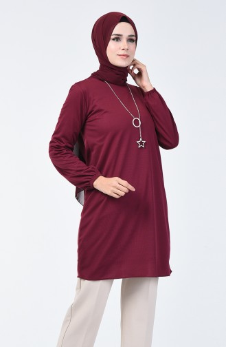 Kolyeli Tunik 4011-07 Mürdüm