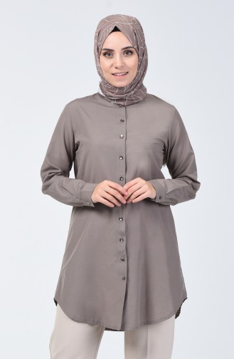 Düğmeli Tunik 3126-08 Vizon