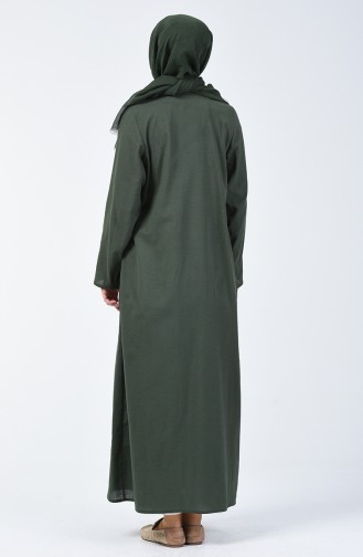 Abaya Brodée  0096-03 Vert Khaki 0096-03