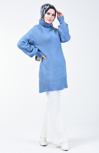 Pull Tricot Manche Ballon 7049-03 Bleu 7049-03