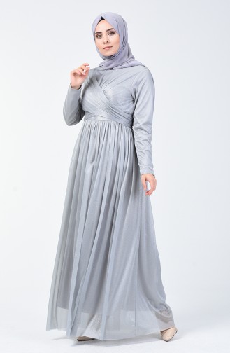 Robe de Soirée à Paillettes 0246-03 Gris 0246-03