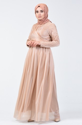 Mink Hijab Evening Dress 0246-04
