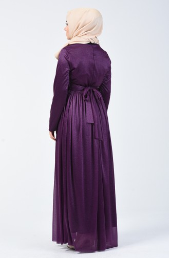 Purple Hijab Evening Dress 0246-05