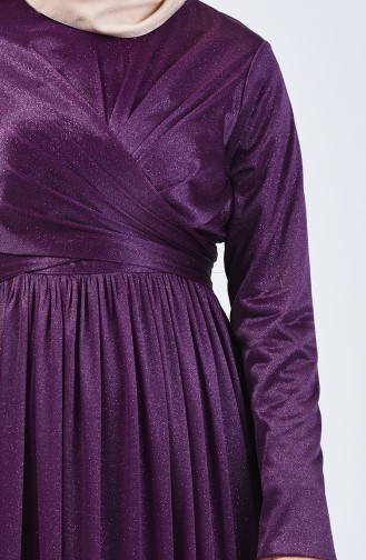 Purple Hijab Evening Dress 0246-05