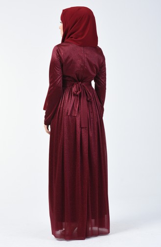 Plum Hijab Evening Dress 0246-06