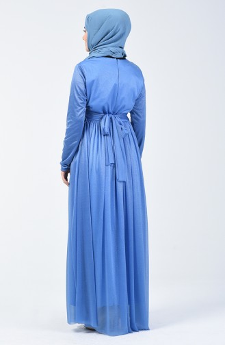 Blue Hijab Evening Dress 0246-07