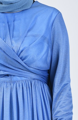 Robe de Soirée à Paillettes 0246-07 Bleu 0246-07