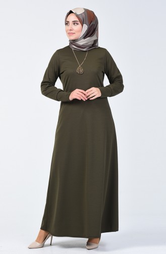 فستان مع قلادة كاكي 0025-03