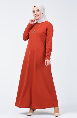 Kleid mit Halskette 0025-05 Ziegelrot 0025-05