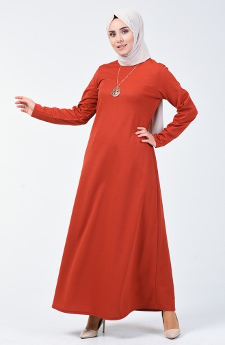 Kleid mit Halskette 0025-05 Ziegelrot 0025-05