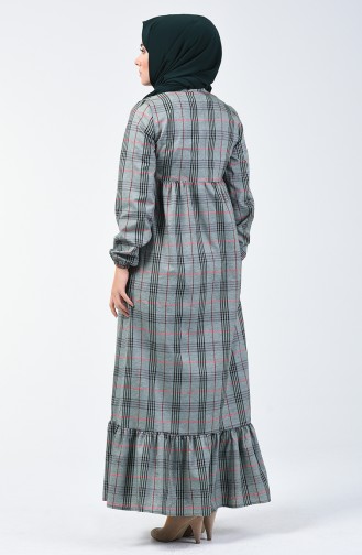 Kravat Yaka Büzgülü Elbise 1368A-01 Haki