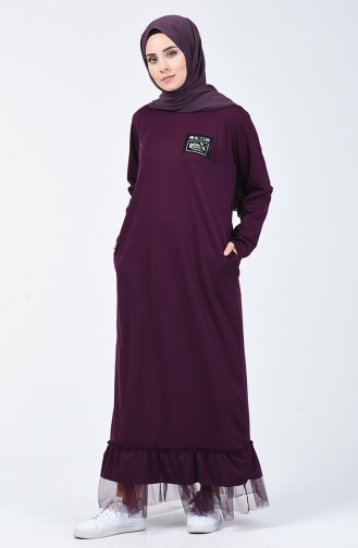 Tulle Detailed Sport Dress 4170-01 Purple 4170-01