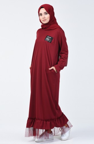 Claret red İslamitische Jurk 4170-02