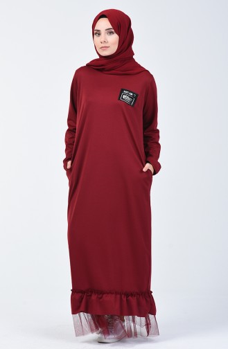 Weinrot Hijab Kleider 4170-02