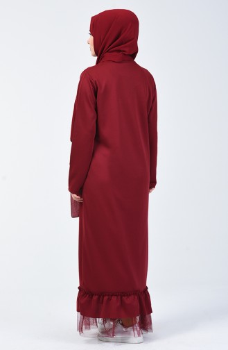 Claret Red Hijab Dress 4170-02