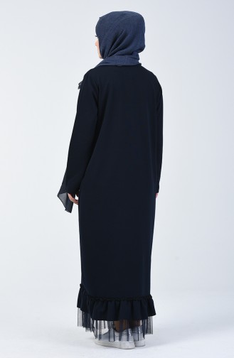Navy Blue Hijab Dress 4093-04