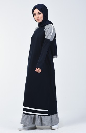 Navy Blue Hijab Dress 4101-03