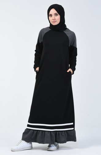 Black Hijab Dress 4101-04