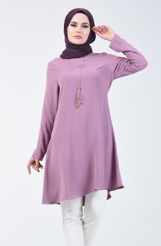 Kolyeli Düz Tunik 0051-08 Eflatun