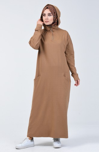 Milk Coffee Hijab Dress 0817-03