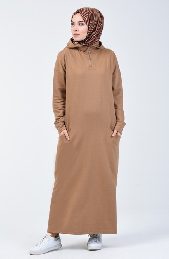 Milk Coffee Hijab Dress 0817-03
