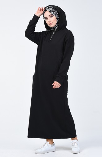 Schwarz Hijab Kleider 0817-04