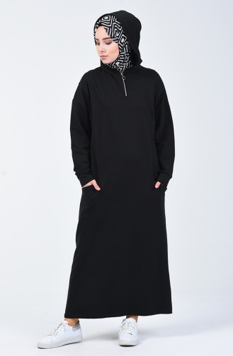 Schwarz Hijab Kleider 0817-04