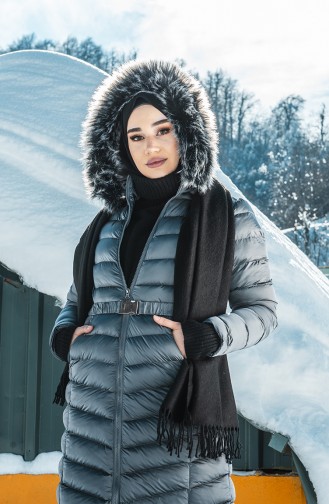 Kapüşonlu Şişme Mont 4003-02 Gri