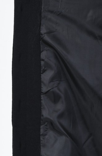معطف بحزام وأزرار مخفية أسود 0850A-01