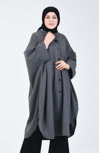 Winterliches Poncho aus Fleece 9001-02 Grau 9001-02