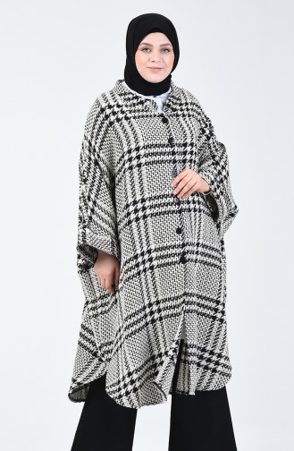 Winterliches Poncho aus Fleece 9001A-01 Schwarz Weiss 9001A-01