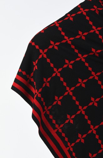 Châle D´épaule à Motifs Tricot 1009S-03 Noir Rouge 1009S-03