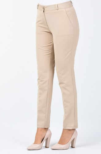 Classic Straight Trousers With Pockets Beige 1336PNT-03