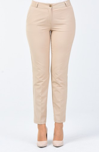 Classic Straight Trousers With Pockets Beige 1336PNT-03